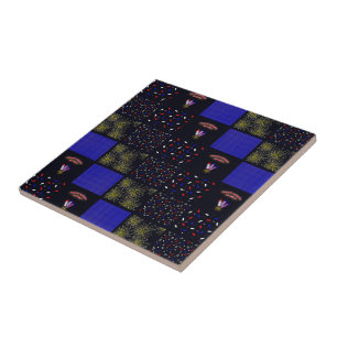 Fourth of July Patchwork Pattern - July 4th Ceramic Tile