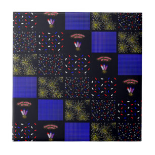 Fourth of July Patchwork Pattern - July 4th Ceramic Tile