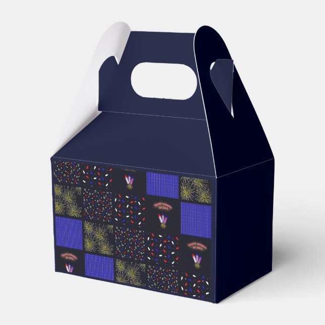 Fourth of July Patchwork Pattern - July 4th Favour Box (Front Side)