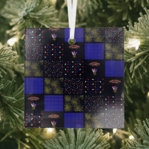 Fourth of July Patchwork Pattern - July 4th Glass Tree Decoration