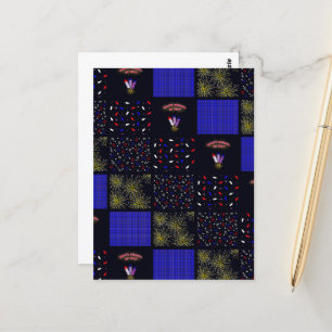 Fourth of July Patchwork Pattern - July 4th Postcard