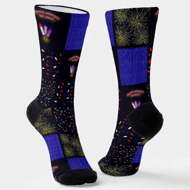 Fourth of July Patchwork Pattern - July 4th Socks (Angled)