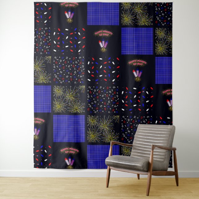 Fourth of July Patchwork Pattern - July 4th Tapestry (In Situ)
