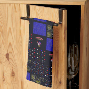 Fourth of July Patchwork Pattern - July 4th Tea Towel