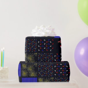 Fourth of July Patchwork Pattern - July 4th Wrapping Paper