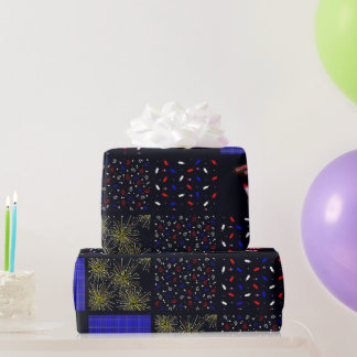Fourth of July Patchwork Pattern - July 4th Wrapping Paper