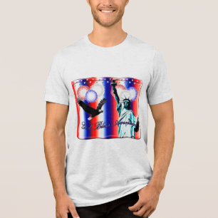 Fourth of July Patriotic American USA Fireworks  Tri-Blend Shirt