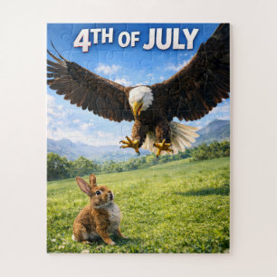 Fourth of July, patriotic eagle and bunny jigsaw p Puzzle