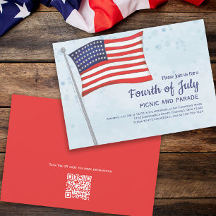 Fourth of July Patriotic Red White an Blue Flag Invitation