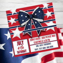 Fourth of July Patriotic Red White Blue Invitation