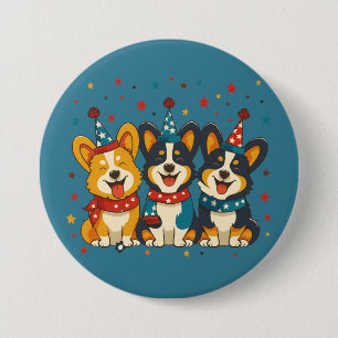 Fourth Of July Pembroke Welsh Corgi Dogs 7.5 Cm Round Badge