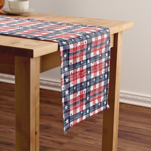 Fourth Of July Plaid  Short Table Runner (In Situ)