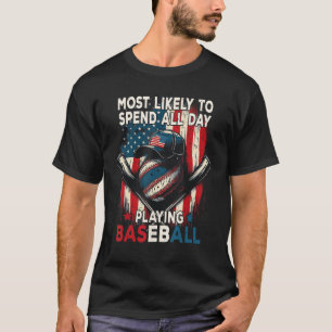 Fourth Of July Quote Baseball Player Retro July 4t T-Shirt