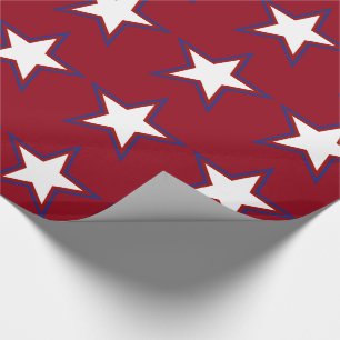 Fourth of July Red White and Blue Stars Wrapping Paper