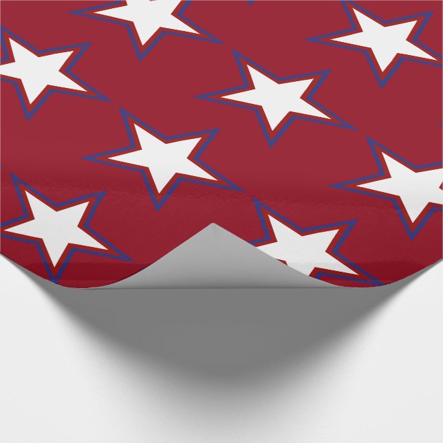 Fourth of July Red White and Blue Stars Wrapping Paper (Corner)