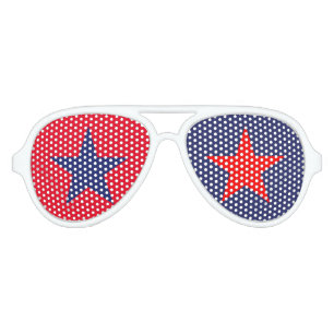 Fourth of July red white blue patriotic stars Retr Aviator Sunglasses