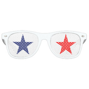 Fourth of July red white blue patriotic stars Retro Sunglasses