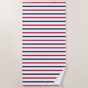 Fourth of July red white blue patriotic stripes Beach Towel
