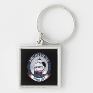 Fourth Of July Spilling The Tea 1773 Funny America Key Ring