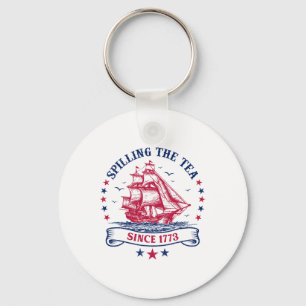 Fourth Of July Spilling The Tea 1773 Funny America Key Ring
