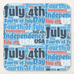 Fourth of July Square Paper Coaster