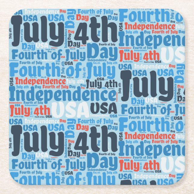 Fourth of July Square Paper Coaster (Front)