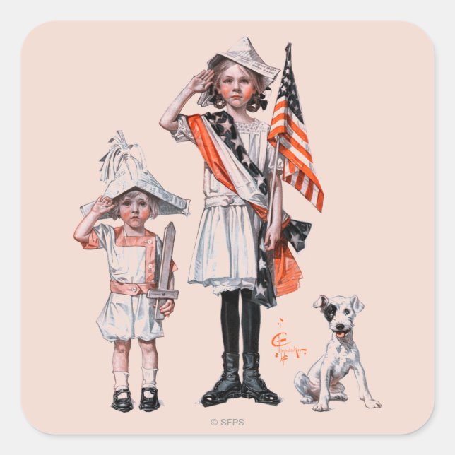 Fourth of July Square Sticker (Front)