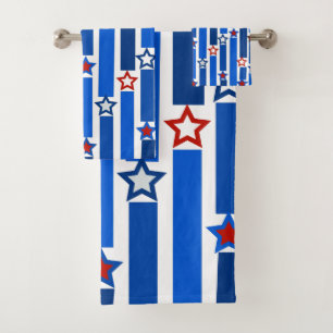 Fourth of July Stars and Stripes Bath Towel Set