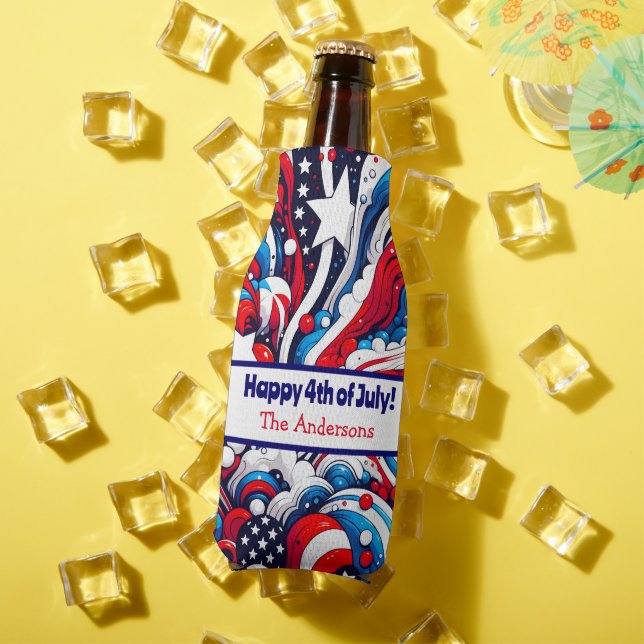 Fourth of July | Stars and Stripes Personalised Bottle Cooler (In Situ Summer)