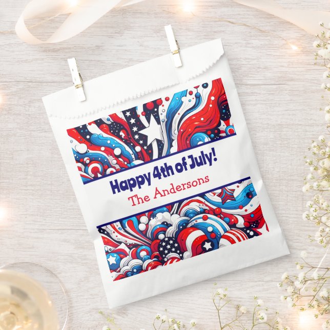Fourth of July | Stars and Stripes Personalised Favour Bag (Clipped)