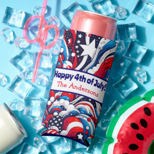 Fourth of July   Stars and Stripes Personalised Seltzer Can Cooler