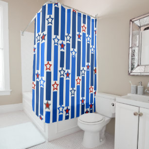 Fourth of July Stars and Stripes Shower Curtain