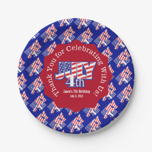 Fourth of July Thank You Sticker Square Paper Coas Paper Plate