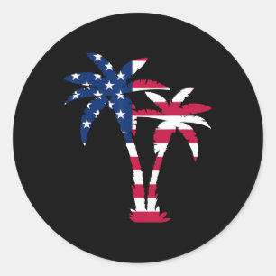 Fourth Of July Usa Patriotic American Flag On Palm Classic Round Sticker