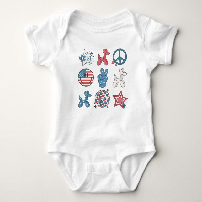  Fourth of July with Style!  Baby Bodysuit (Front)