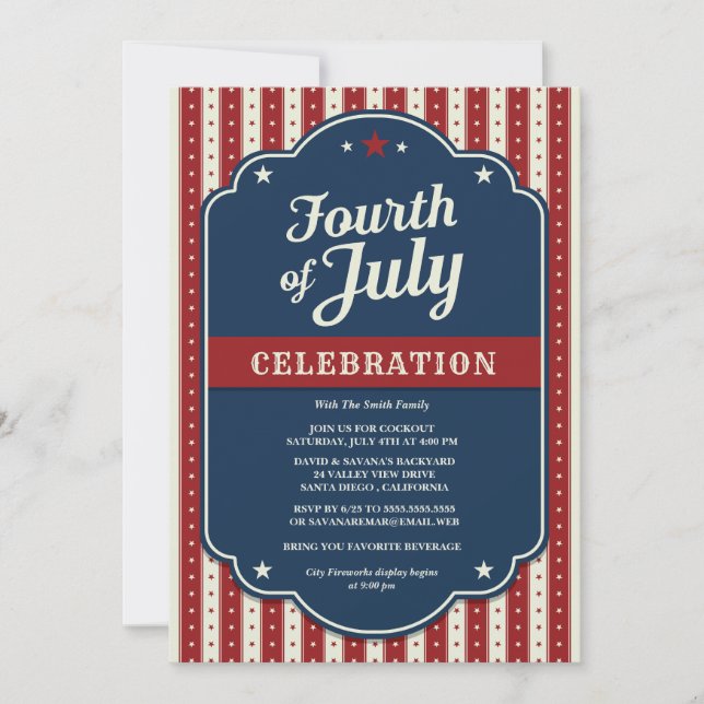 Fourth of Juy Celebration Invitation (Front)