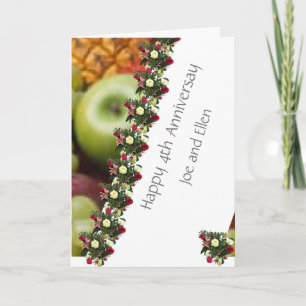 Fourth Wedding Anniversary Fruit and Flowers  Card