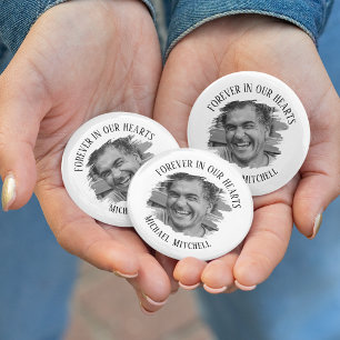 Fover In Our Hearts Brushed Photo Funeral 3 Cm Round Badge