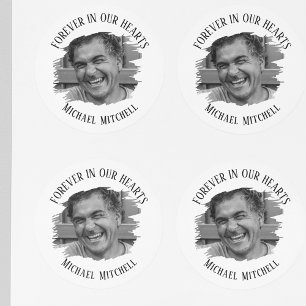 Fover In Our Hearts Brushed Photo Funeral Classic Round Sticker