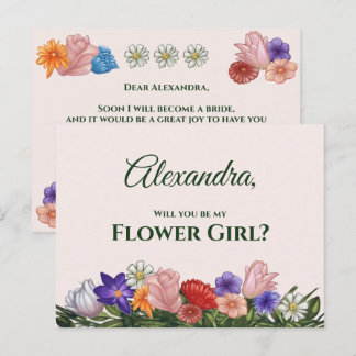 Fowers Painting Will You Be My Flower Girl Invitation Postcard