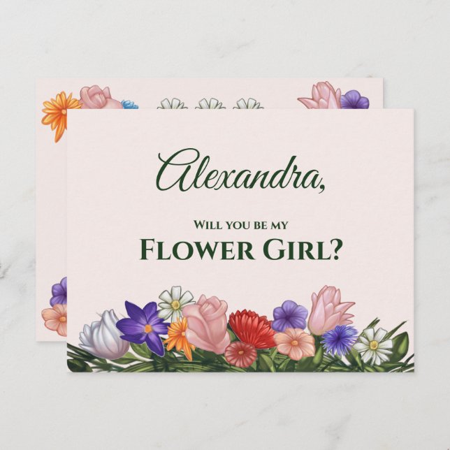 Fowers Painting Will You Be My Flower Girl Invitation Postcard (Front/Back)