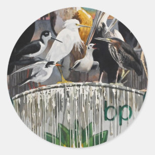Fowl Language Oil Disaster Art Classic Round Sticker