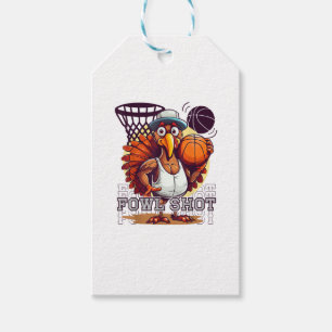 Fowl shot -Happy Thanksgiving Funny Turkey Basketb Gift Tags