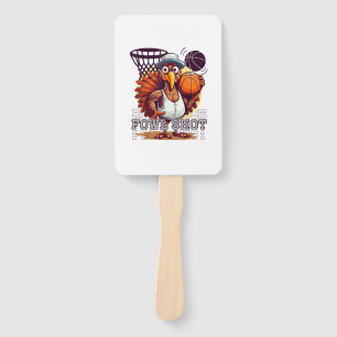Fowl shot -Happy Thanksgiving Funny Turkey Basketb Hand Fan