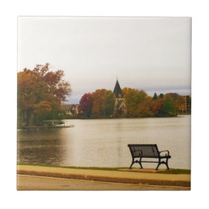 Fowler Lake in Autumn, WI Ceramic Tile