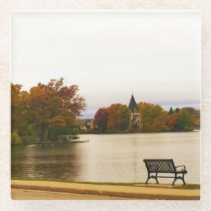Fowler Lake in Autumn, WI Glass Coaster