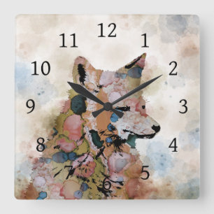 Fox 1 square wall clock