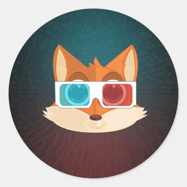 Fox - 3D   Classic Round Sticker (Front)