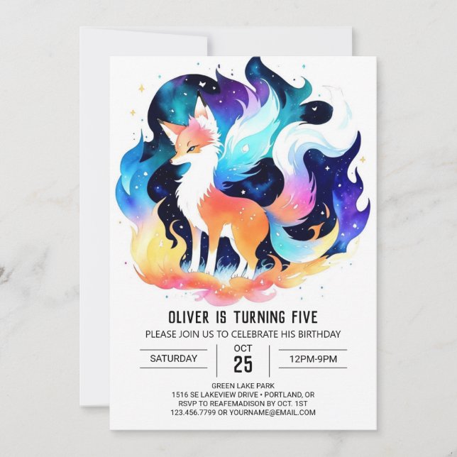 Fox Adventures in Nature Birthday Invitation (Front)