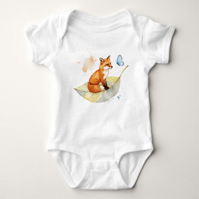  Fox and a butterfly  Baby Bodysuit (Front)